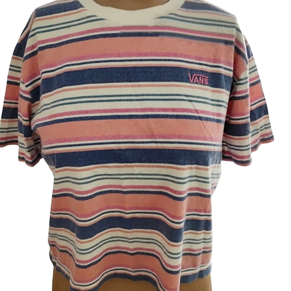 VANS | Wazzy Stripe Coral Beach Vibes Skate Short Sleeve Crop TShirt | XS NWOT - Picture 3 of 7